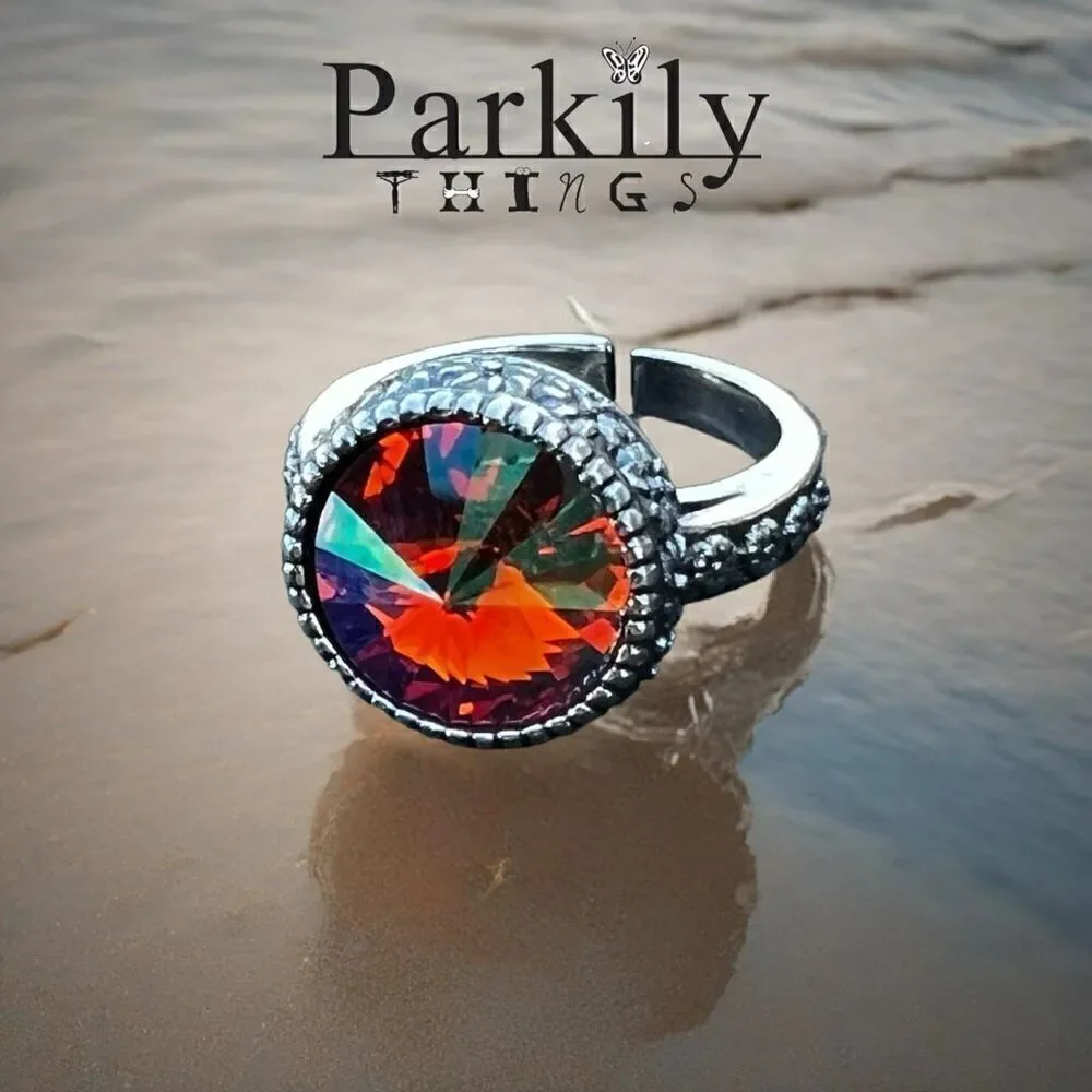 Handcrafted sparkly ring made with Swarovski crystal adjustable fit